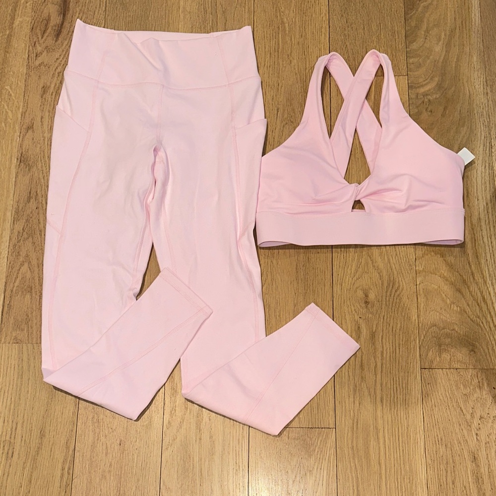 Fabletics Pink Leggings and Sports Bra Set
